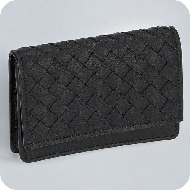 ボッテガ・ヴェネタ 名刺入れ メンズ レディース ブランド BOTTEGA VENETA イントレチャート レザー 133945 V3UN1 8803 ブラック 133945-V3UN1-8803