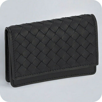 ボッテガ・ヴェネタ 名刺入れ メンズ レディース ブランド BOTTEGA VENETA イントレチャート レザー 133945 V3UN1 8803 ブラック 133945-V3UN1-8803