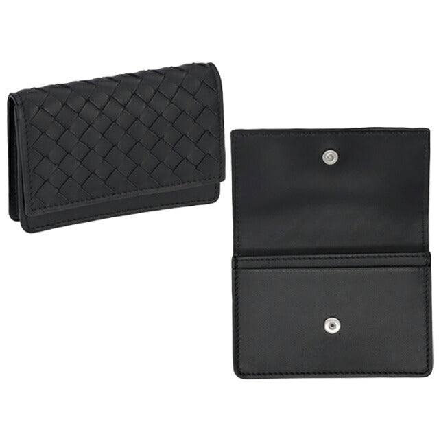 ボッテガ・ヴェネタ 名刺入れ メンズ レディース ブランド BOTTEGA VENETA イントレチャート レザー 133945 V3UN1 8803 ブラック 133945-V3UN1-8803