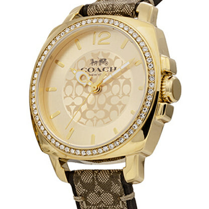 コーチ BOYFRIEND SMALL クオーツ 腕時計 ブランド レディース 替えベルト COACH 14000091 アナログ イエローゴールド ブラウン 14000091