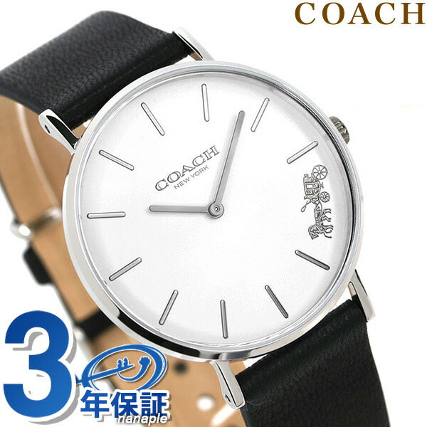 コーチ ペリー 36mm レディース 腕時計 14503115 coach ホワイト ブラック 革ベルト 14503115
