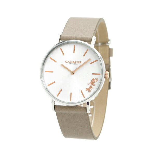コーチ COACH 時計 レディース 36mm シルバー グレージュ 革ベルト 14503119 ペリー 腕時計 14503119