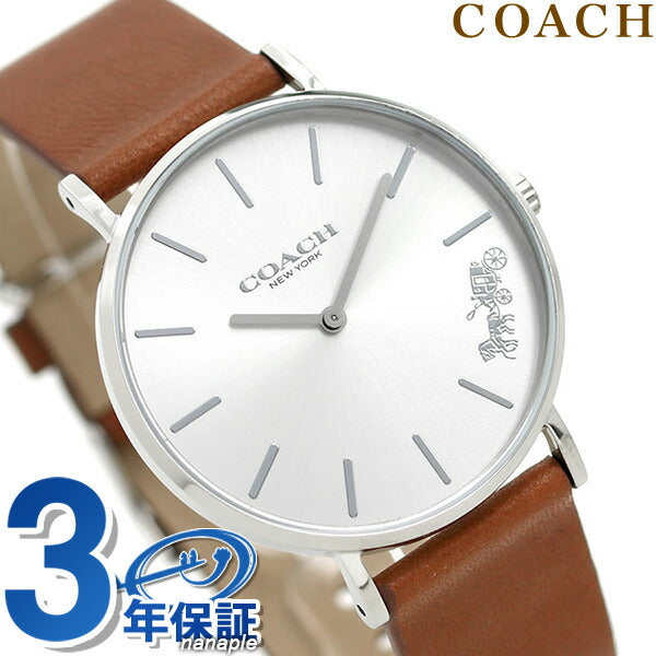コーチ COACH 時計 レディース 36mm シルバー ブラウン 革ベルト 14503120 ペリー 腕時計 14503120