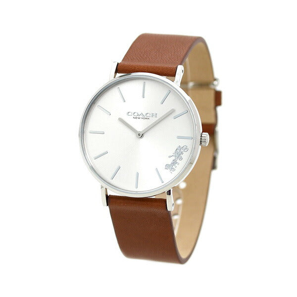 コーチ COACH 時計 レディース 36mm シルバー ブラウン 革ベルト 14503120 ペリー 腕時計 14503120