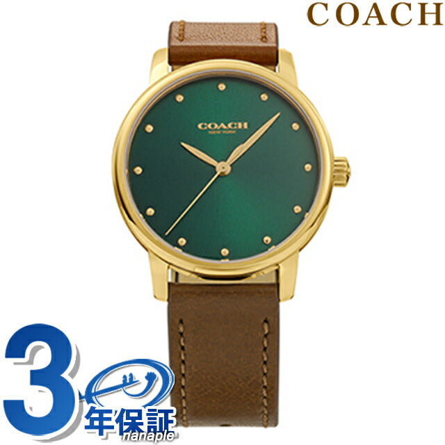コーチ GRAND クオーツ 腕時計 ブランド レディース COACH 14503583 アナログ グリーン ブラウン 14503583