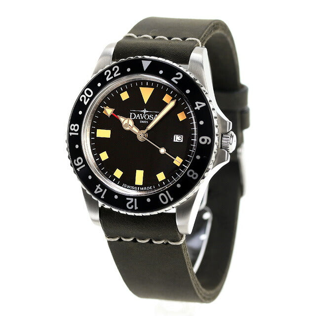 Dabosa Vintage Diver Quartz Watch Brand Men DAVOSA 162.500.55 Analog Black Dark Gray Black 162-500-55