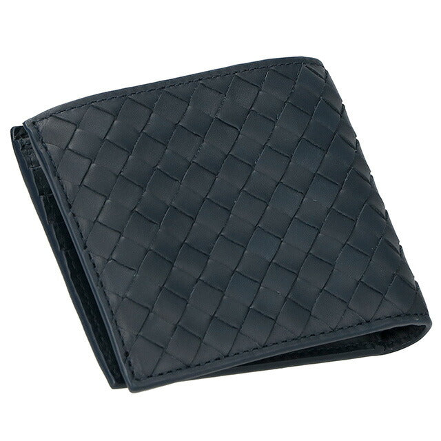 ボッテガ・ヴェネタ 二つ折り財布 メンズ ブランド BOTTEGA VENETA イントレチャート 193642 V4651 4059 ネイビー 193642-V4651-4059
