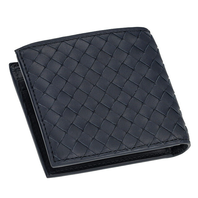 ボッテガ・ヴェネタ 二つ折り財布 メンズ ブランド BOTTEGA VENETA イントレチャート 193642 V4651 8838 ネイビー 193642-V4651-8838