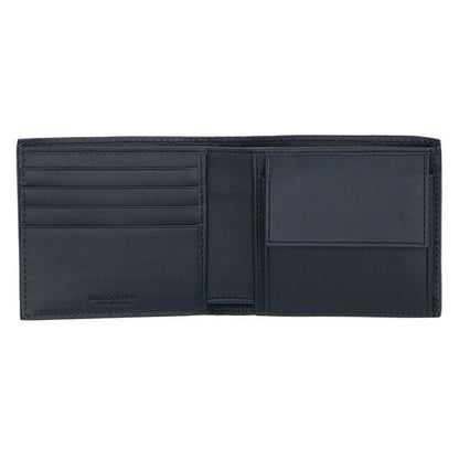 ボッテガ・ヴェネタ 二つ折り財布 メンズ ブランド BOTTEGA VENETA イントレチャート 193642 V4651 8838 ネイビー 193642-V4651-8838