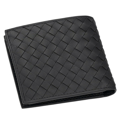 ボッテガ・ヴェネタ 二つ折り財布 メンズ ブランド BOTTEGA VENETA イントレチャート レザー 193642 V47W1 8803 ブラック 193642-V47W1-8803