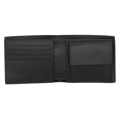 ボッテガ・ヴェネタ 二つ折り財布 メンズ ブランド BOTTEGA VENETA イントレチャート レザー 193642 V47W1 8803 ブラック 193642-V47W1-8803