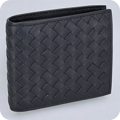 ボッテガ・ヴェネタ 二つ折り財布 メンズ ブランド BOTTEGA VENETA イントレチャート レザー 193642 V47W1 8838 ネイビー 193642-V47W1-8838
