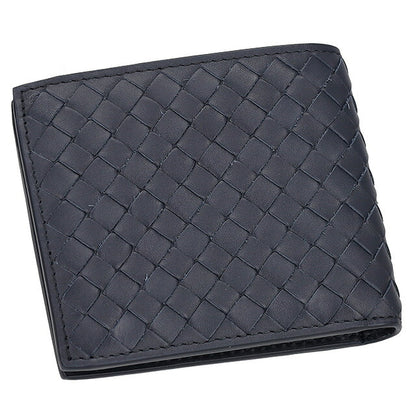ボッテガ・ヴェネタ 二つ折り財布 メンズ ブランド BOTTEGA VENETA イントレチャート レザー 193642 V47W1 8838 ネイビー 193642-V47W1-8838