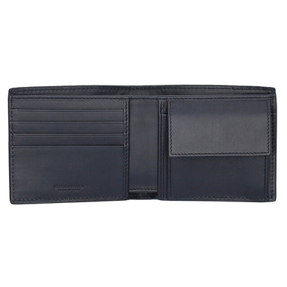 ボッテガ・ヴェネタ 二つ折り財布 メンズ ブランド BOTTEGA VENETA イントレチャート レザー 193642 V47W1 8838 ネイビー 193642-V47W1-8838