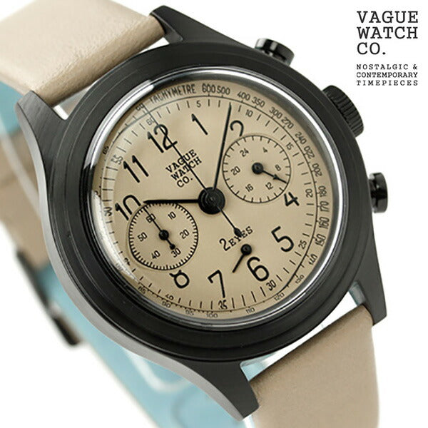 ヴァーグウォッチ ツーアイズ 38mm クロノグラフ 2C-L-001 VAGUE WATCH Co. 腕時計 ブランド クオーツ ベージュ レザーベルト メンズ 2C-L-001