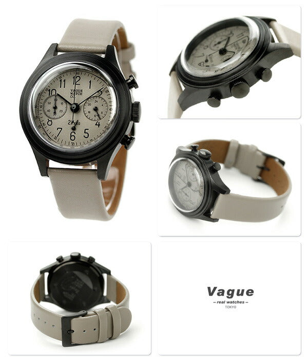 ヴァーグウォッチ ツーアイズ 38mm クロノグラフ 2C-L-002 VAGUE WATCH Co. 腕時計 ブランド クオーツ グレー レザーベルト メンズ 2C-L-002