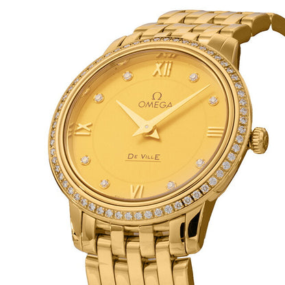 オメガ デ・ヴィル プレステージ 27mm クォーツ 電池式 腕時計 ブランド レディース ダイヤモンド OMEGA 424.55.27.60.58.001 アナログ イエロー 424-55-27-60-58-001