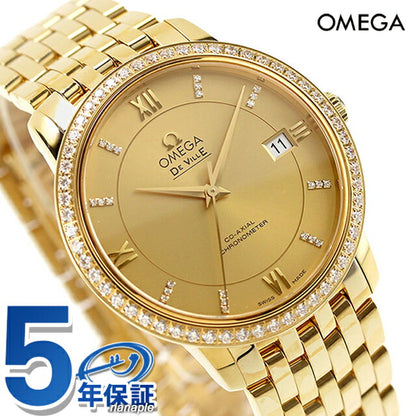 オメガ デ・ヴィル プレステージ 36.8mm 自動巻き 腕時計 ブランド メンズ ダイヤモンド OMEGA 424.55.37.20.58.001 アナログ イエローゴールド スイス製 424-55-37-20-58-001