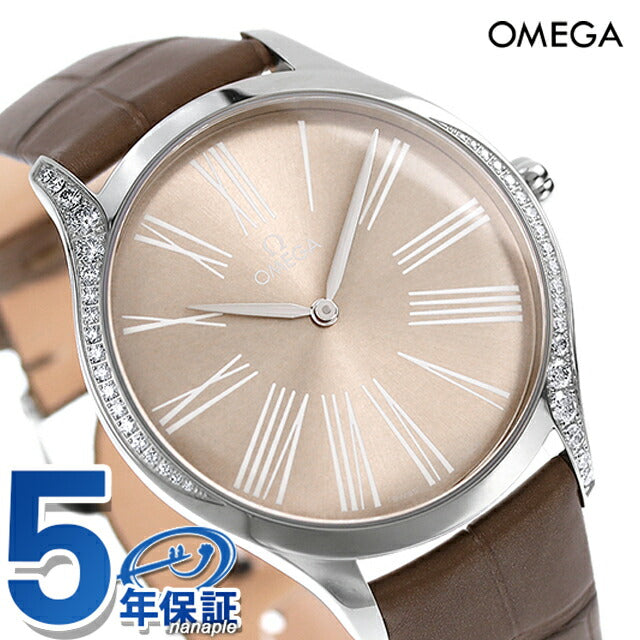 オメガ デビル 39mm クオーツ 腕時計 ブランド レディース ダイヤモンド OMEGA 428.18.39.60.13.001 アナログ グレー トープブラウン スイス製 428-18-39-60-13-001