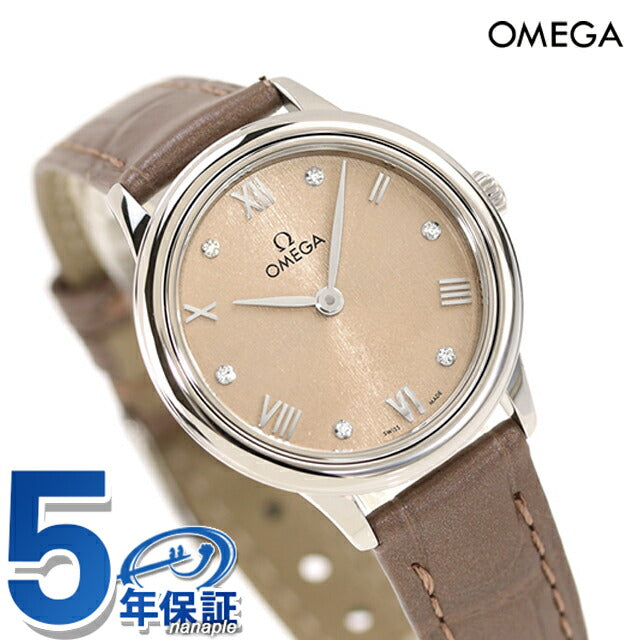 オメガ デビル プレステージ 27.5mm クォーツ 電池式 腕時計 ブランド レディース ダイヤモンド OMEGA 434.13.28.60.59.001 アナログ リネンカラー トープ 434-13-28-60-59-001