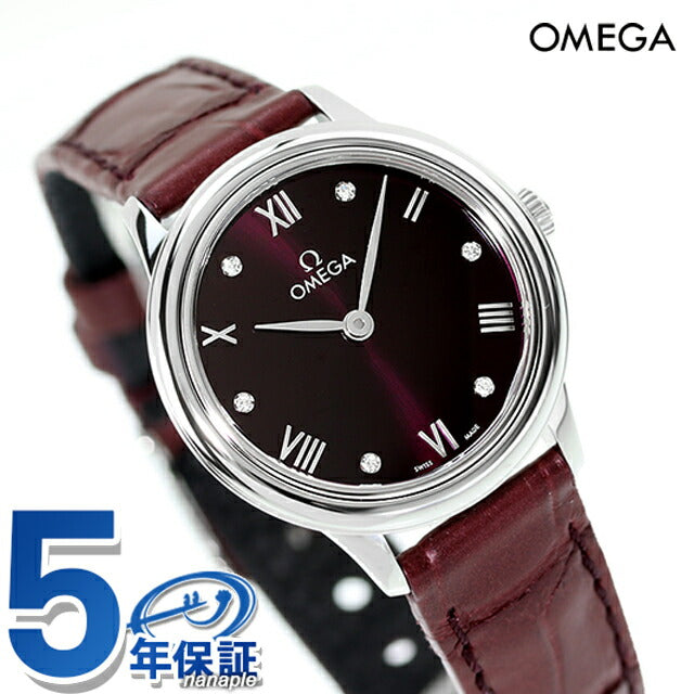 オメガ デビル プレステージ 27.5mm クォーツ 電池式 腕時計 ブランド レディース ダイヤモンド OMEGA 434.13.28.60.61.001 アナログ レッド バーガンディ 赤 434-13-28-60-61-001