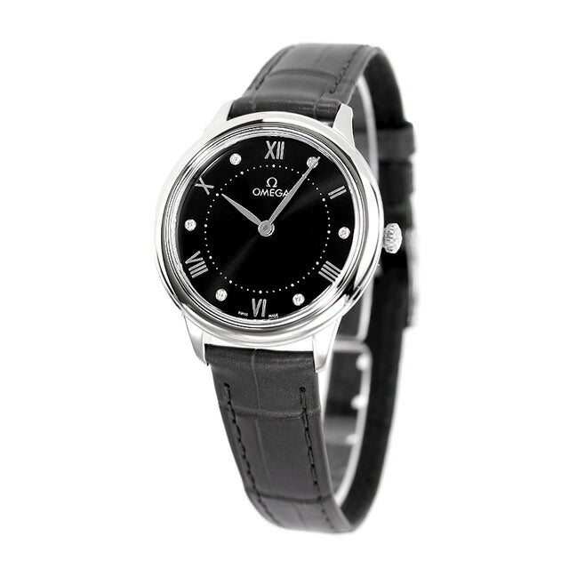オメガ デ・ヴィル プレステージ 30mm クォーツ 電池式 腕時計 ブランド レディース ダイヤモンド OMEGA 434.13.30.60.51.001 アナログ ブラック ダークグレー 434-13-30-60-51-001