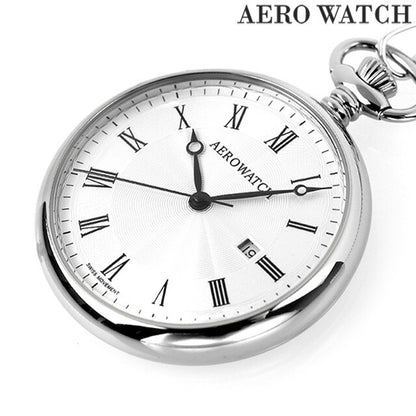 アエロウォッチ クオーツ 懐中時計 AEROWATCH 45828-PD01 ホワイト 白 スイス製 45828-PD01