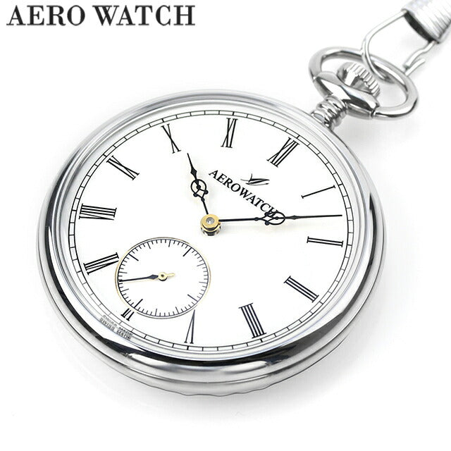 アエロウォッチ 手巻き 懐中時計 メンズ レディース ペンダントウォッチ AEROWATCH 50827 PD03 アナログ ホワイト 白 スイス製 50827-PD03
