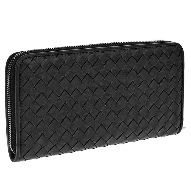 ボッテガ・ヴェネタ 長財布 メンズ レディース ブランド BOTTEGA VENETA イントレチャート レザー 510643 V4651 1000 ブラック 510643-V4651-1000