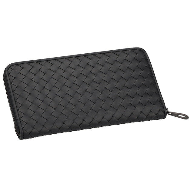 ボッテガ・ヴェネタ 長財布 メンズ レディース ブランド BOTTEGA VENETA イントレチャート レザー 510643 V47W1 1275 ブラック 510643-V47W1-1275