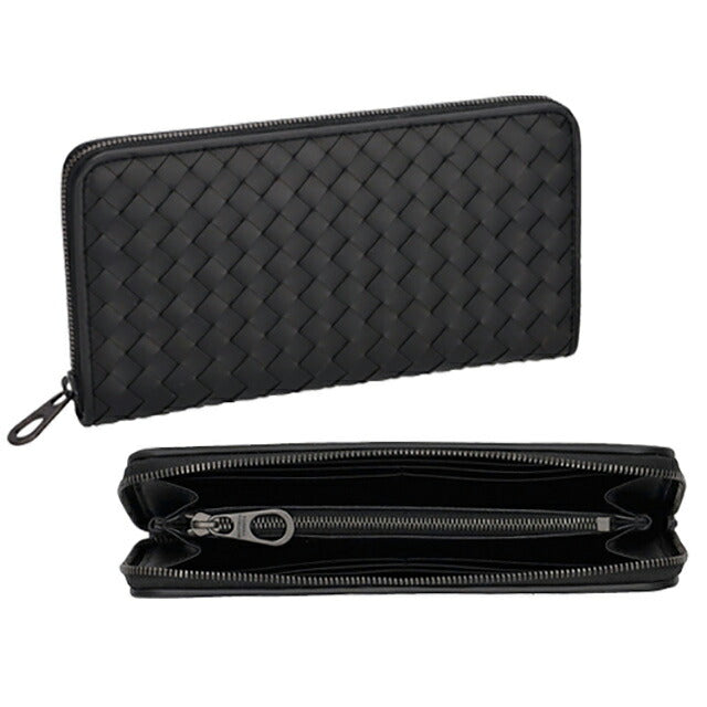 ボッテガ・ヴェネタ 長財布 メンズ レディース ブランド BOTTEGA VENETA イントレチャート レザー 510643 V47W1 1275 ブラック 510643-V47W1-1275