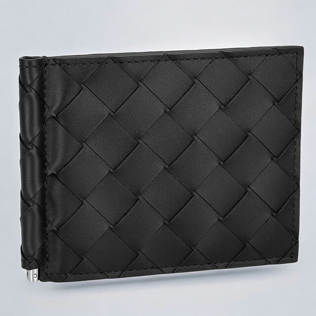 ボッテガ・ヴェネタ 二つ折り財布 メンズ ブランド BOTTEGA VENETA イントレチャート 592626 V3US1 8803 ブラック 592626-V3US1-8803