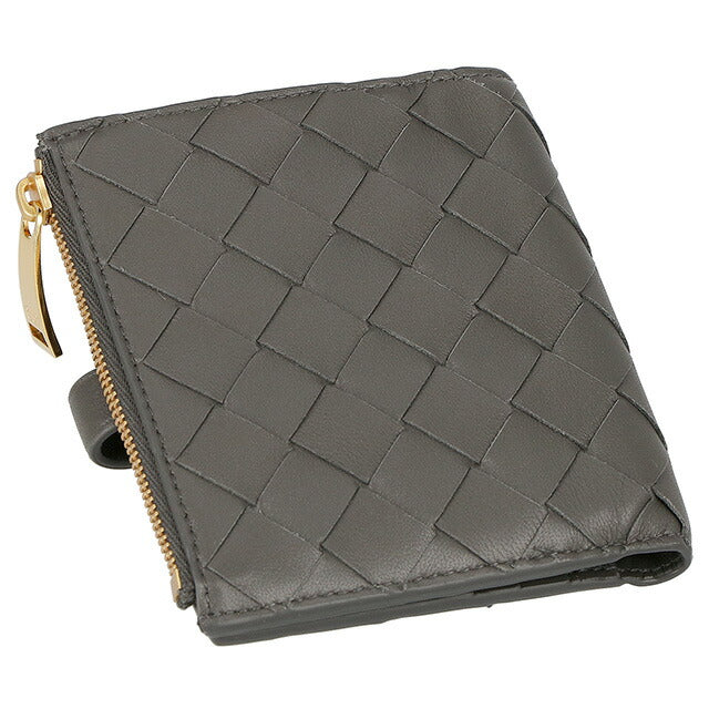 ボッテガ・ヴェネタ 二つ折り財布 レディース ブランド BOTTEGA VENETA イントレチャート 600270 VCPP3 1408 グレー 600270-VCPP3-1408