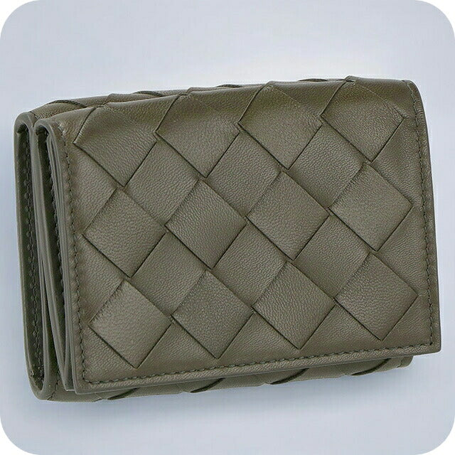 ボッテガ・ヴェネタ 三つ折り財布 レディース ブランド BOTTEGA VENETA イントレチャート 609285 VCPP2 1444 グレー 609285-VCPP2-1444