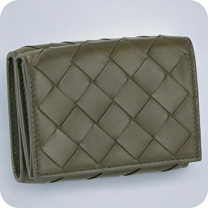 ボッテガ・ヴェネタ 三つ折り財布 レディース ブランド BOTTEGA VENETA イントレチャート 609285 VCPP2 1444 グレー 609285-VCPP2-1444