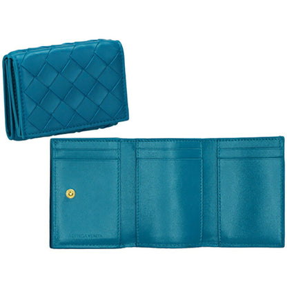 ボッテガ・ヴェネタ 三つ折り財布 レディース ブランド BOTTEGA VENETA イントレチャート 609285 VCPP2 4403 ブルー 609285-VCPP2-4403