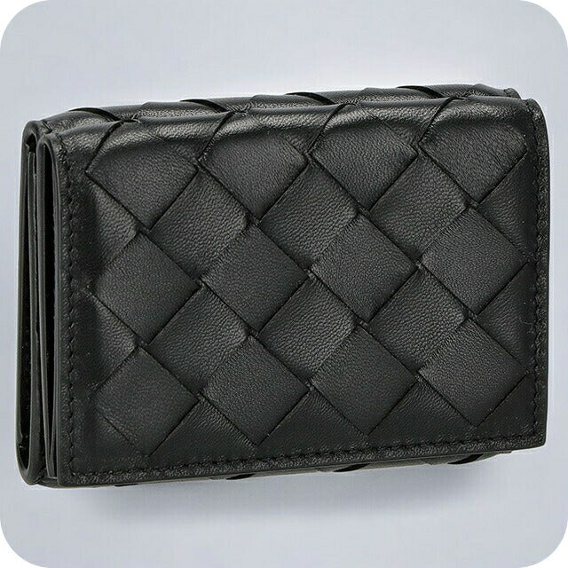 ボッテガ・ヴェネタ 三つ折り財布 メンズ ブランド BOTTEGA VENETA イントレチャート 609285 VCPP2 8803 ブラック 609285-VCPP2-8803