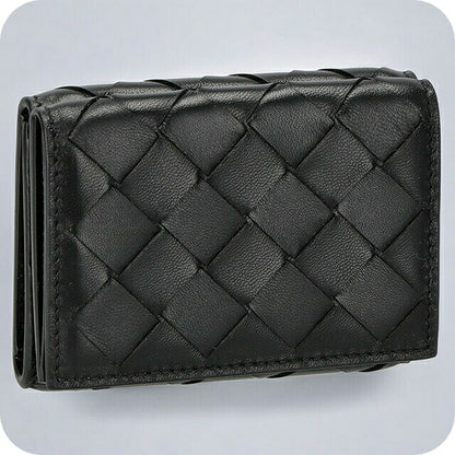 ボッテガ・ヴェネタ 三つ折り財布 メンズ ブランド BOTTEGA VENETA イントレチャート 609285 VCPP2 8803 ブラック 609285-VCPP2-8803