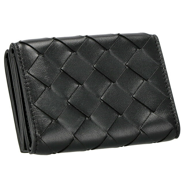 ボッテガ・ヴェネタ 三つ折り財布 メンズ ブランド BOTTEGA VENETA イントレチャート 609285 VCPP2 8803 ブラック 609285-VCPP2-8803