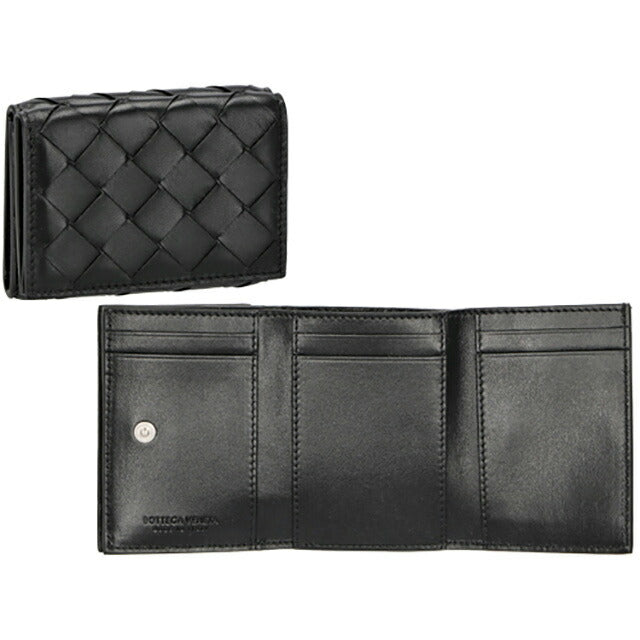 ボッテガ・ヴェネタ 三つ折り財布 メンズ ブランド BOTTEGA VENETA イントレチャート 609285 VCPP2 8803 ブラック 609285-VCPP2-8803