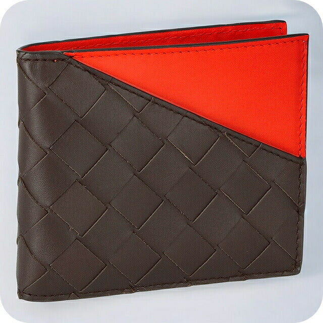 ボッテガ・ヴェネタ 二つ折り財布 メンズ ブランド BOTTEGA VENETA イントレチャート 619390 VCPQ7 2116 ブラウン/オレンジ 619390-VCPQ7-2116