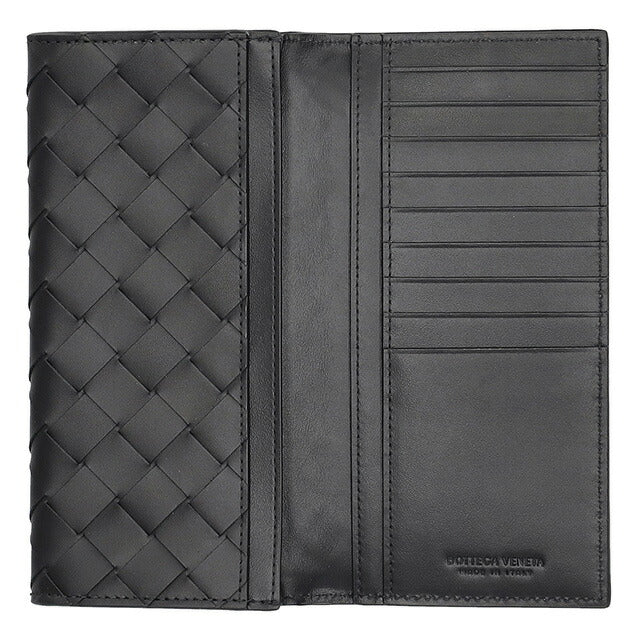 ボッテガ・ヴェネタ 長財布 メンズ レディース ブランド BOTTEGA VENETA イントレチャート 635567 V3US1 8803 ブラック 635567-V3US1-8803