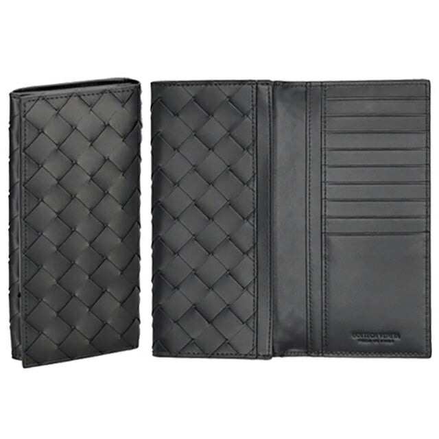 ボッテガ・ヴェネタ 長財布 メンズ レディース ブランド BOTTEGA VENETA イントレチャート 635567 V3US1 8803 ブラック 635567-V3US1-8803