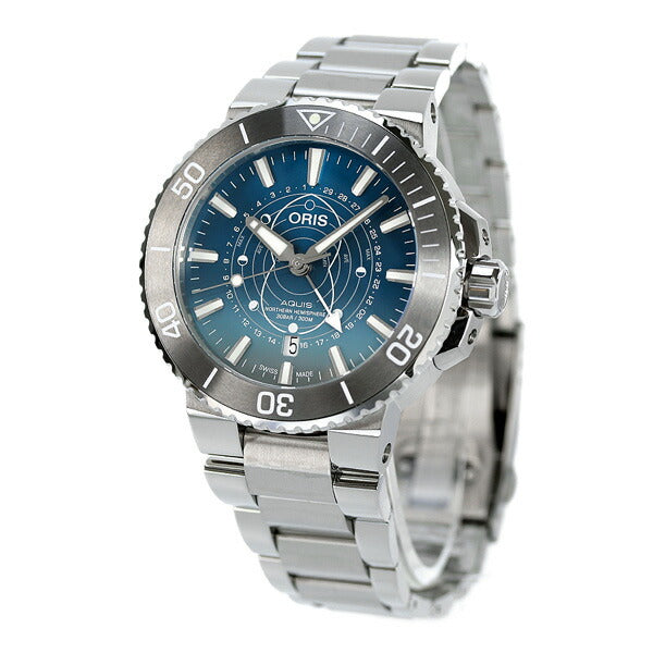 オリス 時計 アクイス ダットワット 限定モデル 43.5mm ポインタームーン 01 761 7765 4185-Set ORIS 腕時計 自動巻き  新品 761-7765-4185-SET