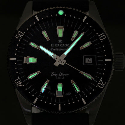 Edox Sky Diver 38日期特别版自动观看品牌男士女士Edox 80131-3Buc-buco