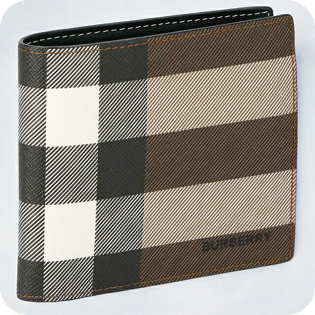 バ−バリ− 二つ折り財布 メンズ ブランド BURBERRY チェック 8052802 ブラウン/ブラック 8052802
