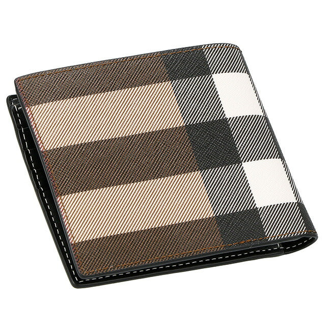 バ−バリ− 二つ折り財布 メンズ ブランド BURBERRY チェック 8052802 ブラウン/ブラック 8052802
