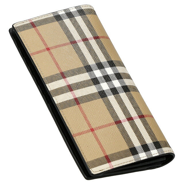 バ−バリ− 長財布 メンズ レディース ブランド BURBERRY チェック 8065640 ベージュ/ブラック 8065640