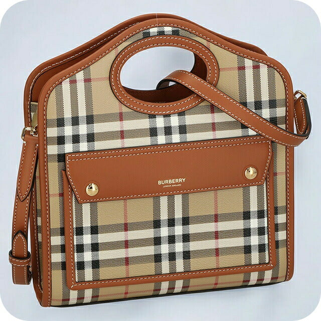 バ−バリ− ハンドバッグ レディース ブランド BURBERRY チェック 8066166 ベージュ 8066166