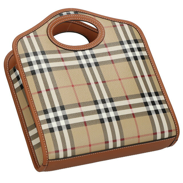 バ−バリ− ハンドバッグ レディース ブランド BURBERRY チェック 8066166 ベージュ 8066166